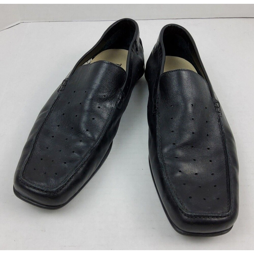 Taryn Rose Men's Leather Perforated Slip On Loafers Shoes Black Size 42.5